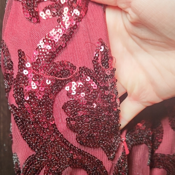 Rachel Allan Burgundy Sequin Gown - Picture 5 of 6